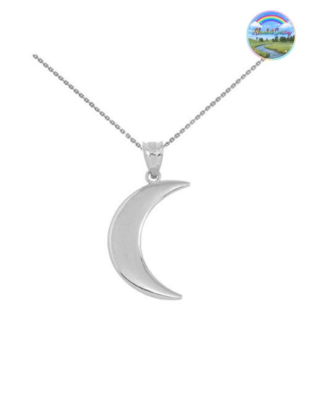 Sterling Silver Crescent Moon Pendant Necklace 18"